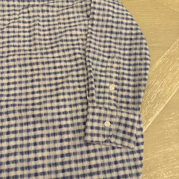 Lysse Blue and White Gingham Schiffer Checkered Button Down Shirt - Picture 3 of 7